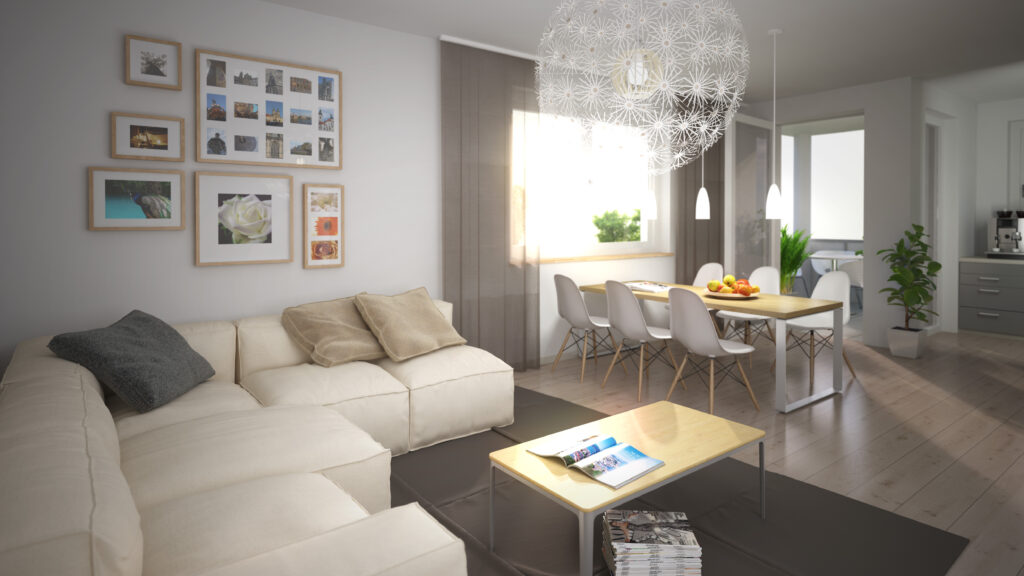 Moderner Neubau Hockenheim Wohnzimmer und Essbereich